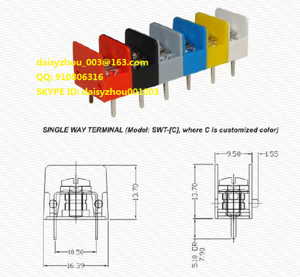 china Colorful barrier terminal blocks,  barrier, 9.5mm pitch 300V 15A supplier