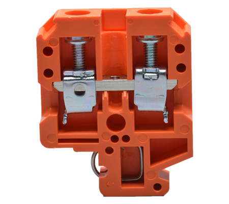 Wire terminal din rail screw type looking orange using NS32/16 din rail supplier