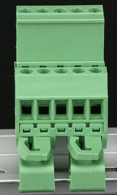 2EDGUVK5.08MM 2P-24P din rail terminal block brass block material green color din rail use terminal block supplier