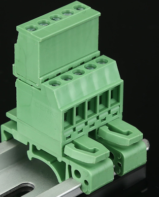 2EDGUVK5.08MM 2P-24P din rail terminal block brass block material green color din rail use terminal block supplier