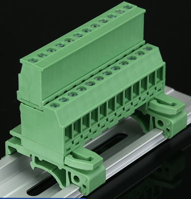 2EDGUVK5.08MM 2P-24P din rail terminal block brass block material green color din rail use terminal block supplier