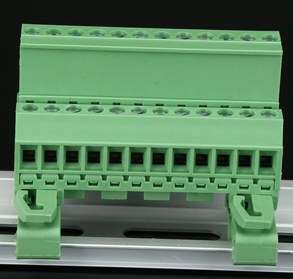 2EDGUVK5.08MM 2P-24P din rail terminal block brass block material green color din rail use terminal block supplier
