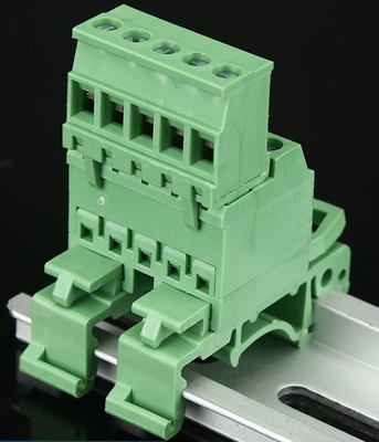 2EDGUVK5.08MM 2P-24P din rail terminal block brass block material green color din rail use terminal block supplier