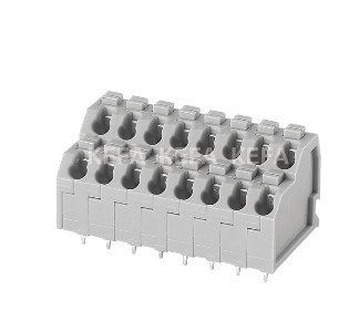 250T gray color two level 2 row 300V 10A 3.5mm pitch PCB spring terminal block supplier